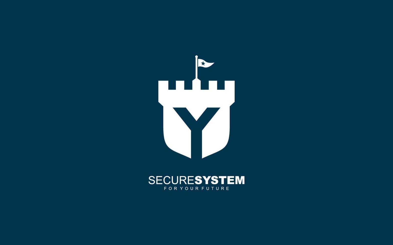 y-Logo-Festungsvektor für Identitätsunternehmen. Anfangsbuchstaben-Sicherheitsvorlage, Vektorgrafik für Ihre Marke. vektor