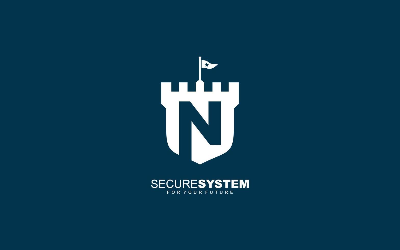 n-Logo-Festungsvektor für Identitätsunternehmen. Anfangsbuchstaben-Sicherheitsvorlage, Vektorgrafik für Ihre Marke. vektor