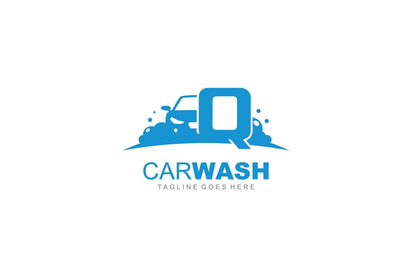 q Logo Carwash für Identität. Auto-Vorlagenvektorillustration für Ihre Marke. vektor