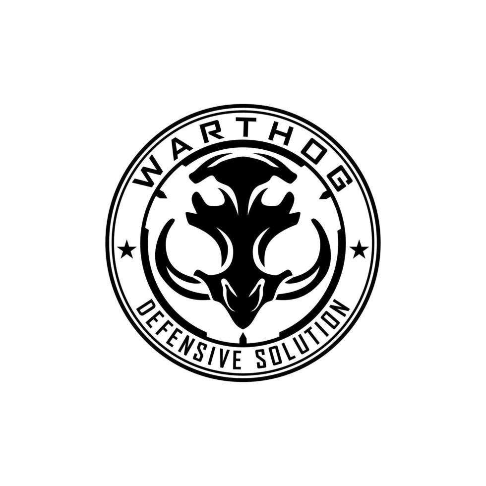 Warzenschwein Kopf militärische Schwarz-Weiß-Logo-Design-Vorlage.eps vektor