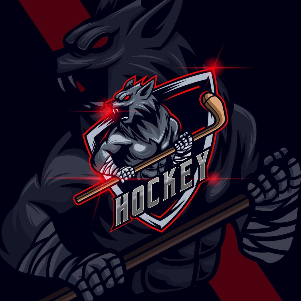 Varg hockey e-sport logotyp design mall vektor