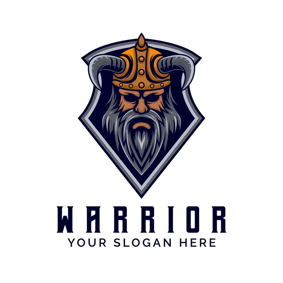 viking huvud logotyp design vektor illustration mall