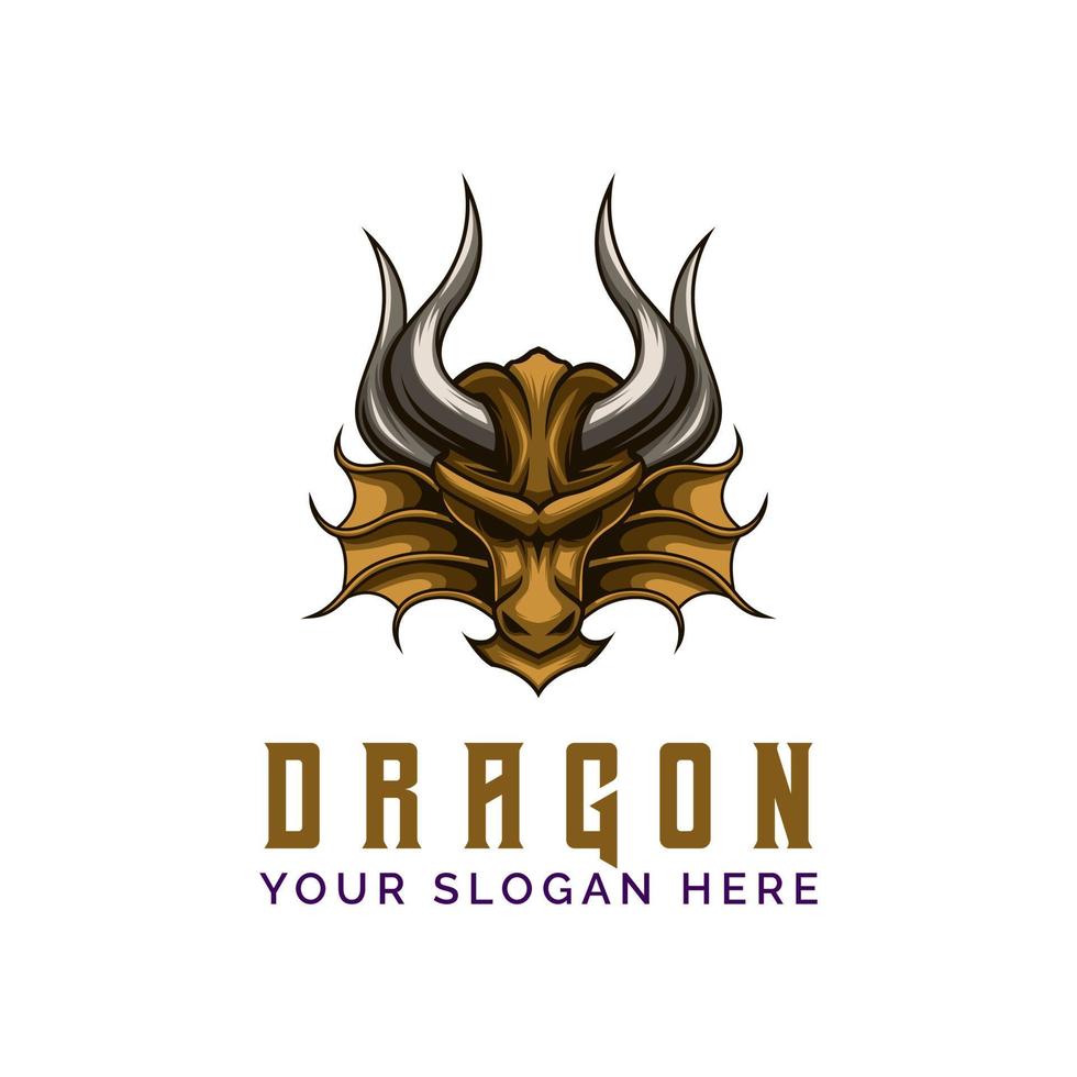 Drachen-Maskottchen-Kopf-Logo-Design-Vektor-Vorlage vektor