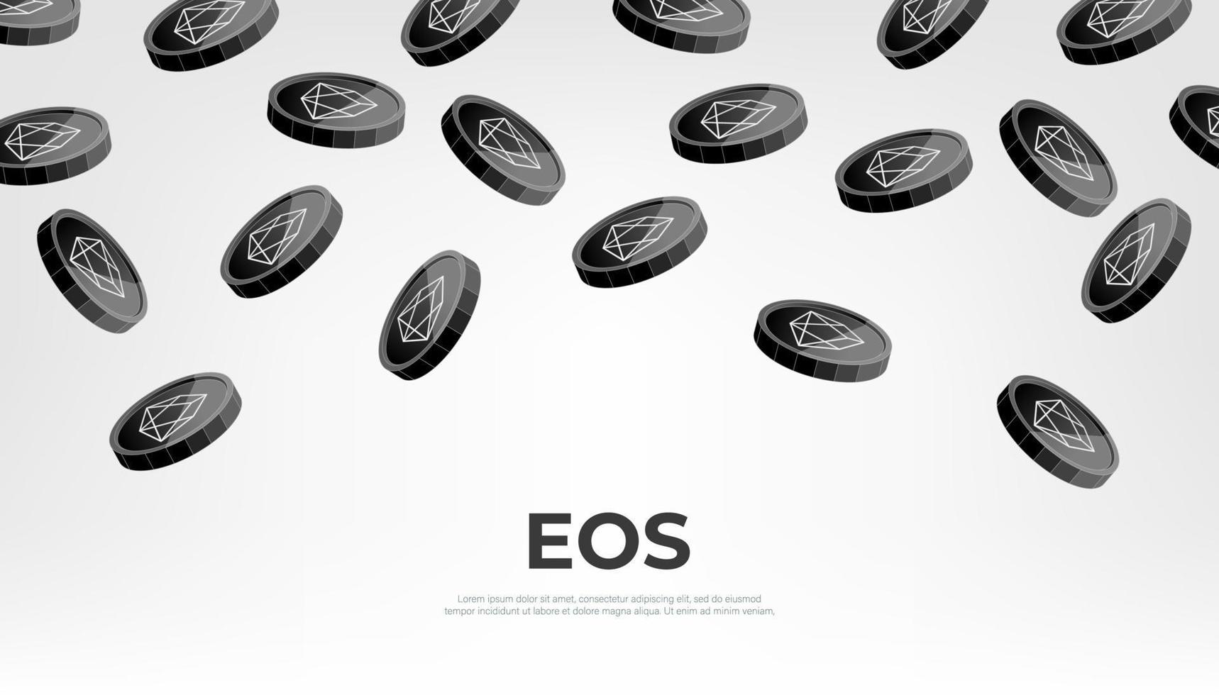 Eos-Münze, die vom Himmel fällt. eos kryptowährungskonzept banner hintergrund. vektor