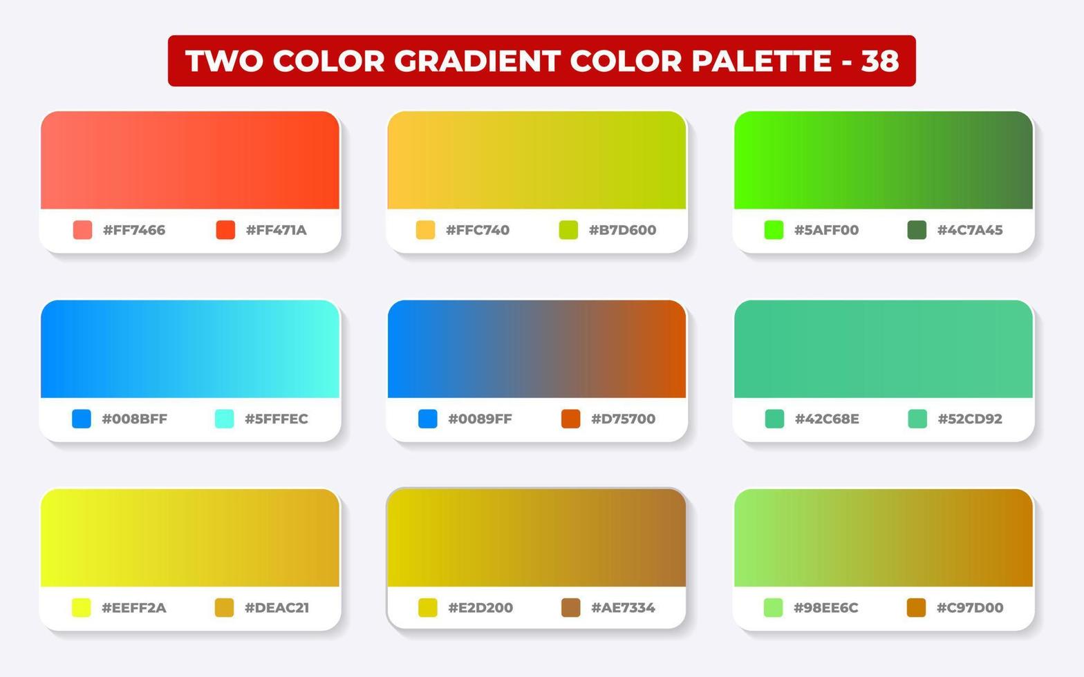 farbverlaufspalette mit farbcodes in rgb oder hex, katalog, trendige farben, verlaufsmuster setzen vektorillustration, farbführungen vektor