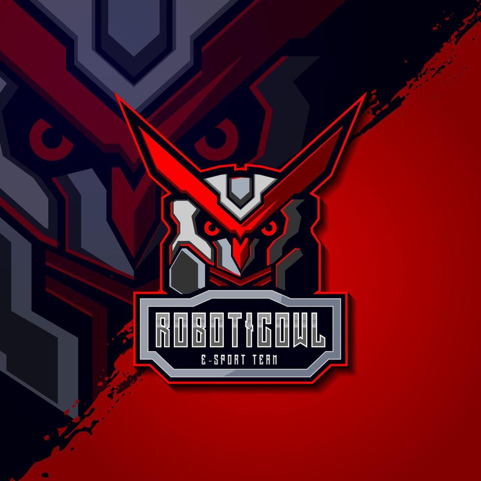 Roboter-Eule-Esport-Logo-Design-Vorlage vektor