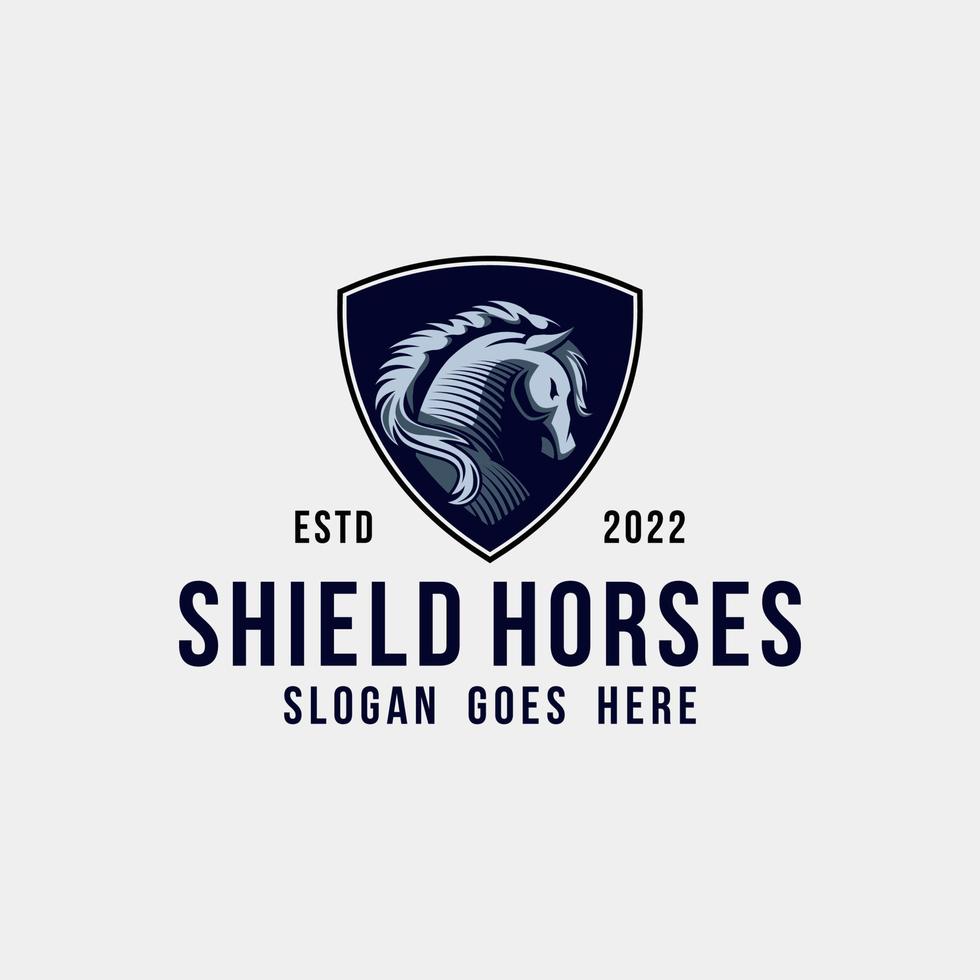 häst i skydda logotyp vektor design mall emblem maskot vektor illustration