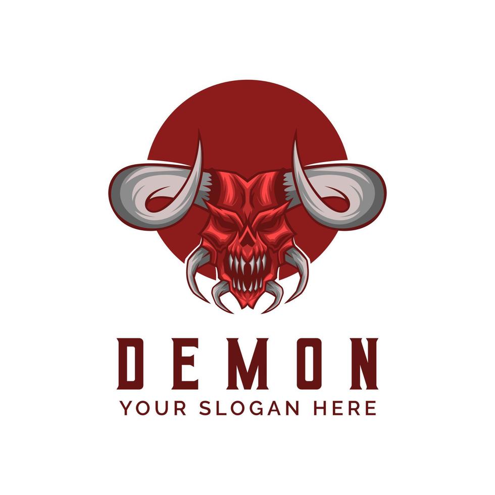 Dämon Teufelskopf Logo Vektor Maskottchen Vorlage