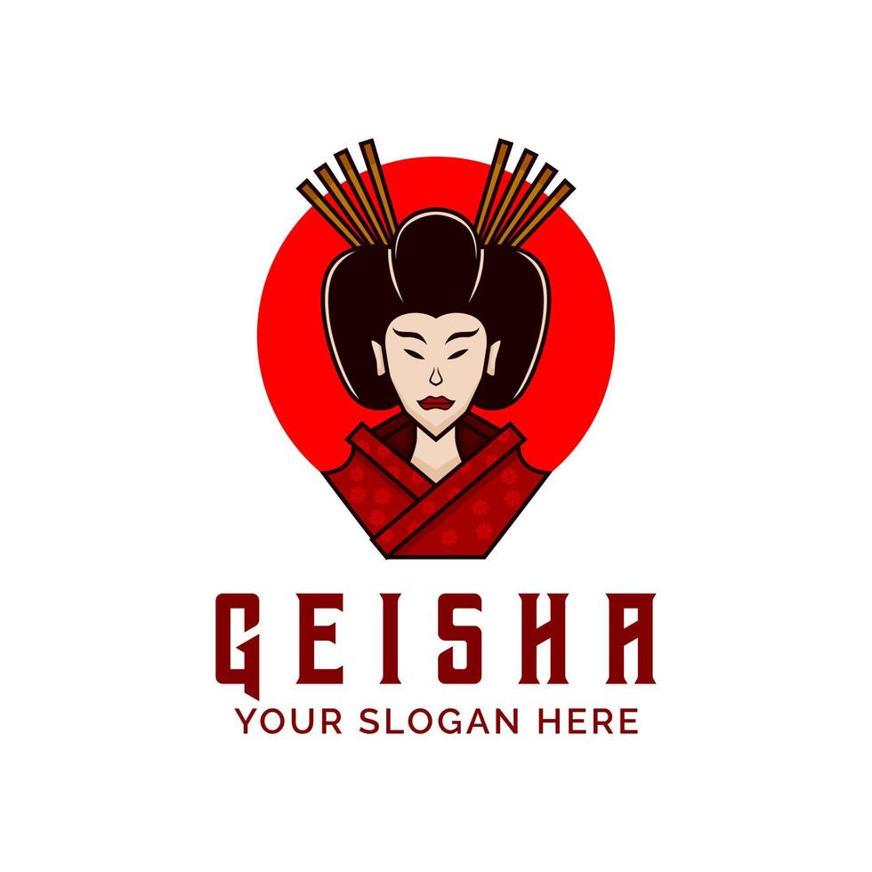 Geisha Lady Logo Design Vektor Maskottchen Vorlage