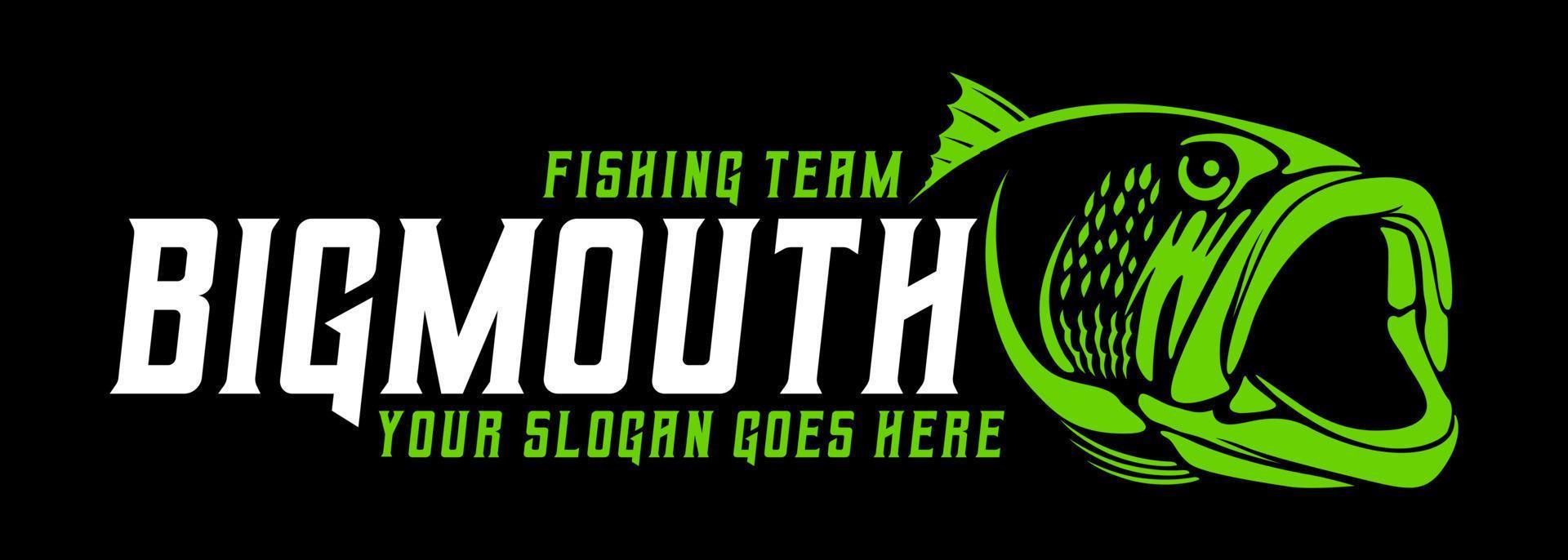 Big Mouth Grouper Bass Fish Fishing Logo isolierter Hintergrund. modernes rustikales Logo-Design im Vintage-Stil. großartig als Ihr Logo und Ihre Marke für Fischereiunternehmen zu verwenden vektor