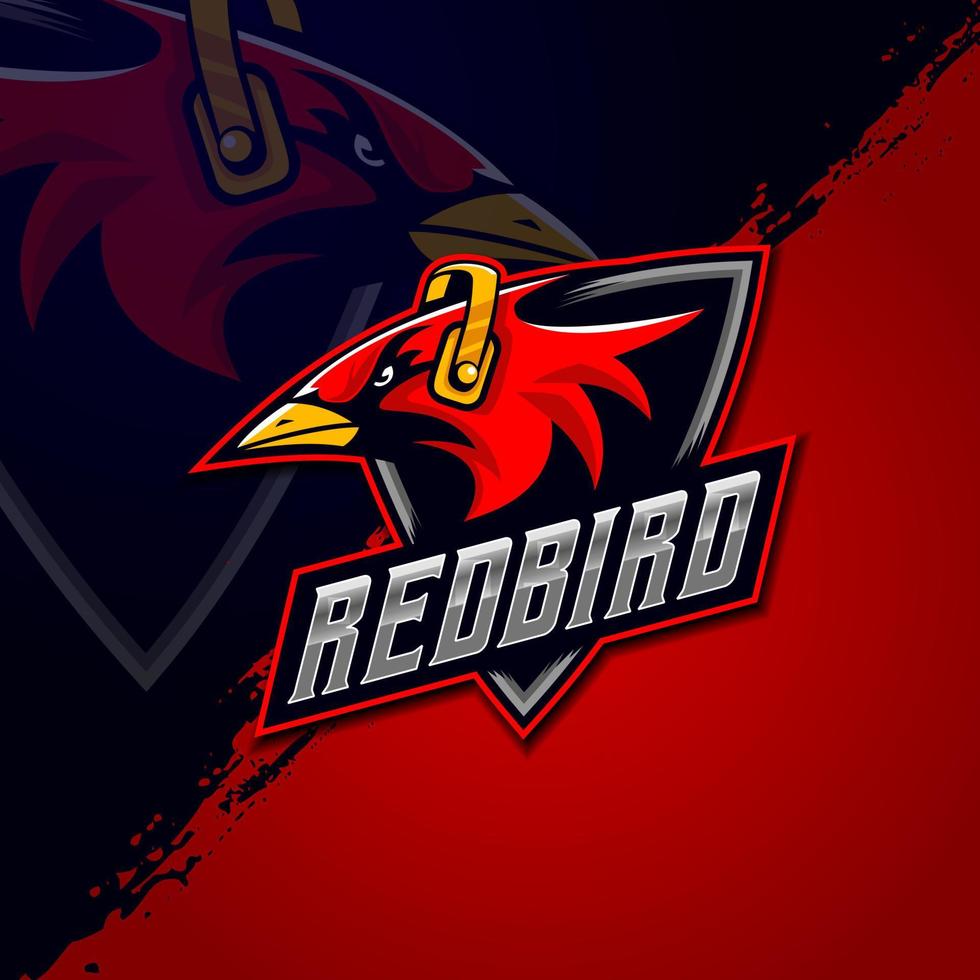 Designvorlage für das rote Vogel-Esport-Logo vektor