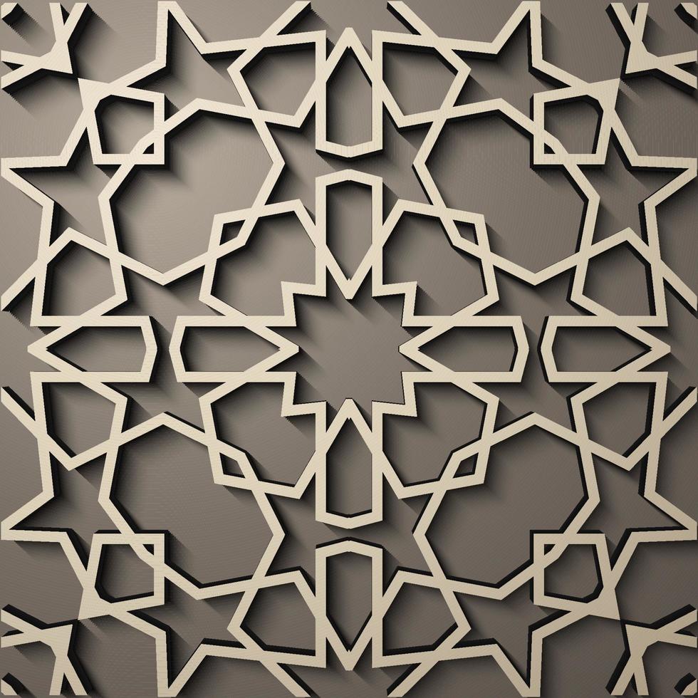 Hintergrund mit nahtlosem 3D-Muster im islamischen Stil. , arabisches geometrisches Ostornament , persisches Motiv . vektor