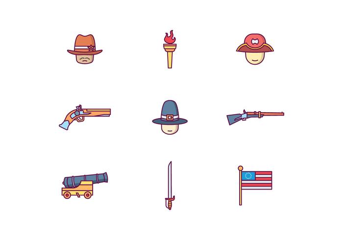 Colonial America Icons vektor