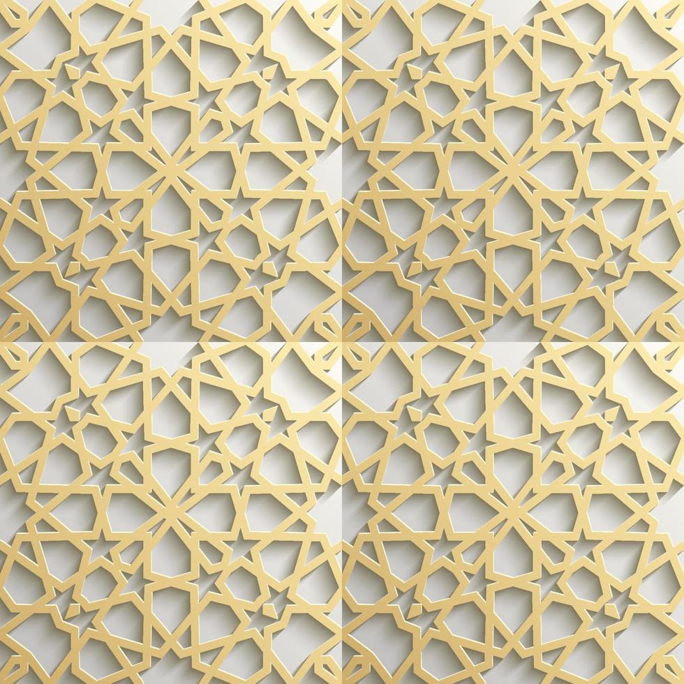 sömlös islamic mönster 3d . traditionell arabicum design element. vektor