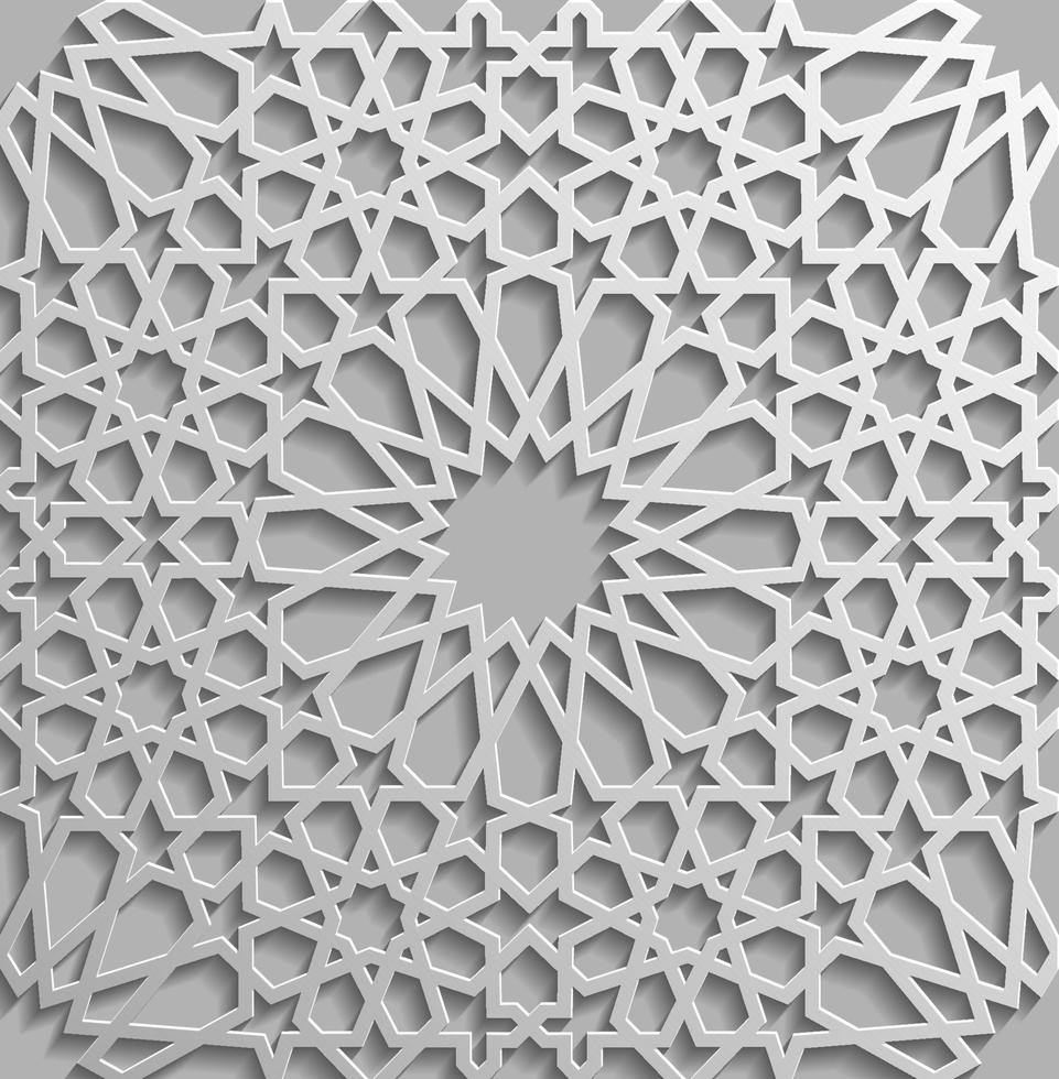sömlös islamic mönster 3d . traditionell arabicum design element. vektor