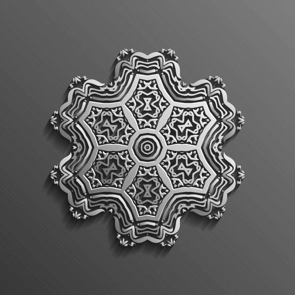 islamic 3d på mörk mandala runda prydnad bakgrund arkitektonisk muslim textur design . kan vara Begagnade för broschyrer inbjudningar, persiska motiv vektor