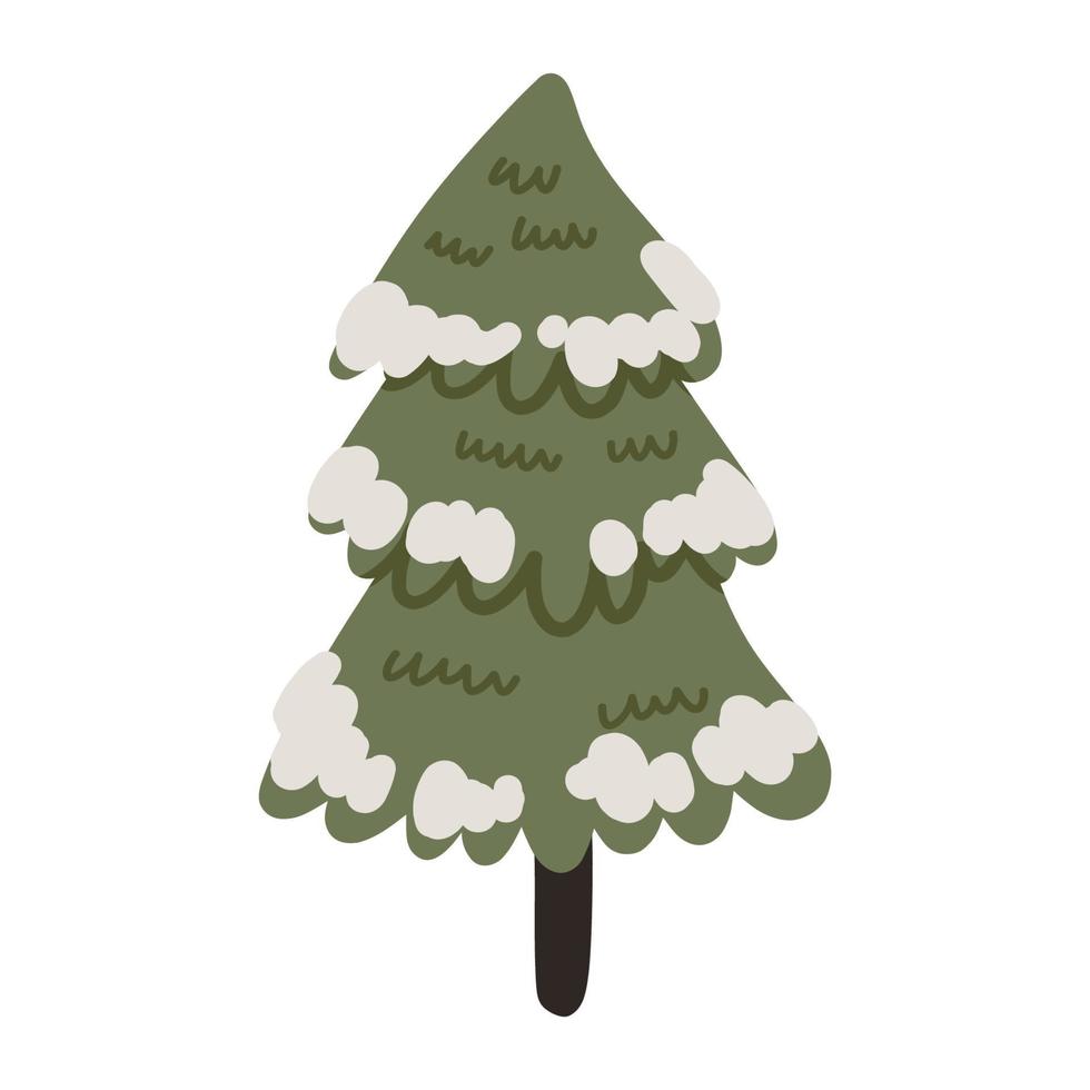 schneebedeckter weihnachtsbaum. hand gezeichnete winterillustration vektor