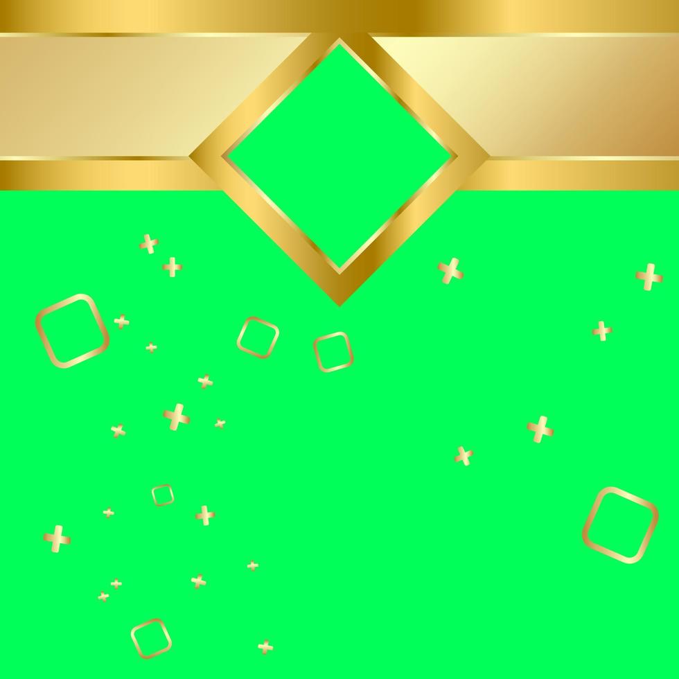 grön skärm bakgrund med gyllene former. vektor
