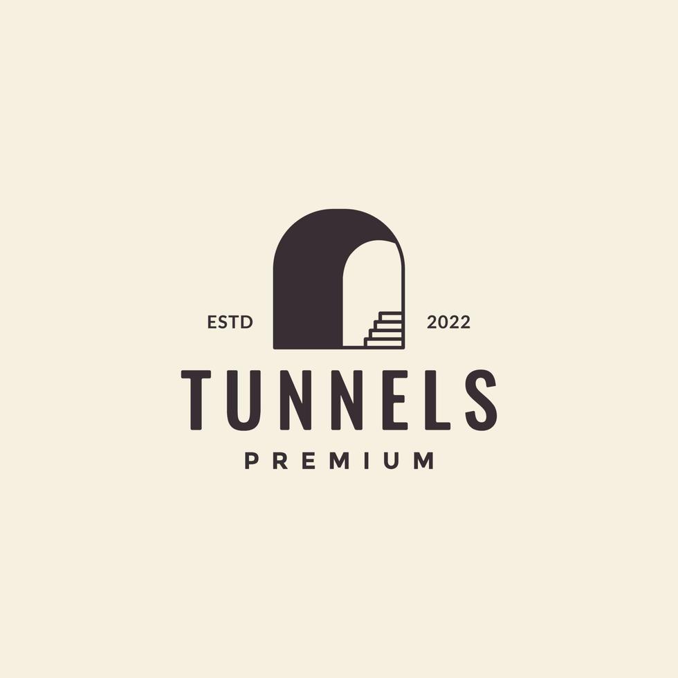 Tunnel mit Treppen-Hipster-Logo-Design vektor