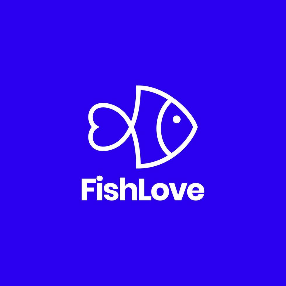 Fisch mit Liebesschwanzfutter Aquarium Linie minimalistischer Logo-Design-Vektor vektor