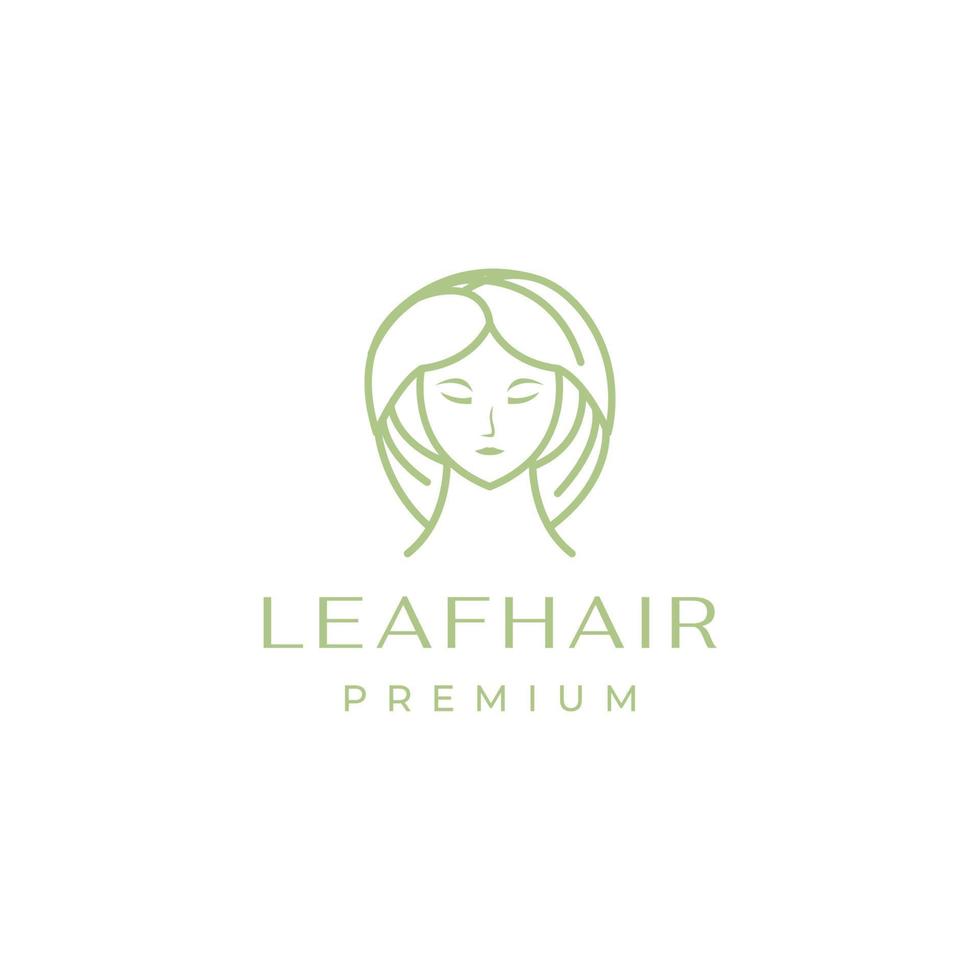 Schönheit Gesicht Frauen Haarpflege Blatt Behandlung Logo-Design vektor