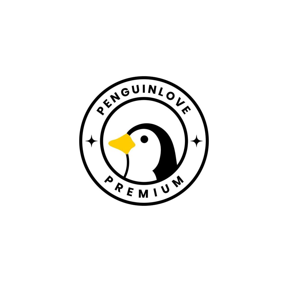 huvud pingvin liten söt bricka logotyp design vektor