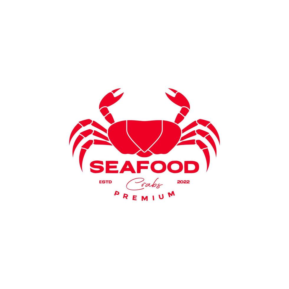 Vintage-Logo-Designvektor mit roten Krabben und Meeresfrüchten vektor
