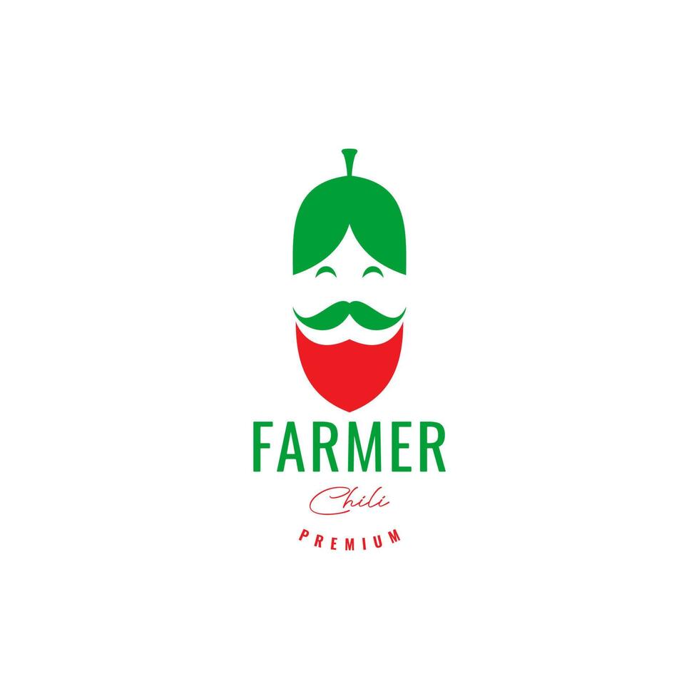 Bauer des alten Mannes mit Logo-Designvektor der scharfen Farbe des Chilis vektor