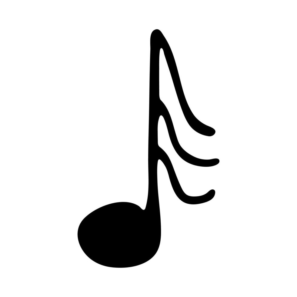 musik notera klotter. hand dragen musikalisk symbol. enda element för skriva ut, webb, design, dekor, logotyp vektor