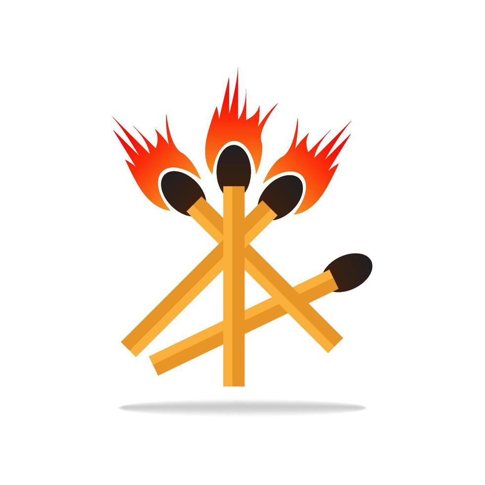 vektor retro illustration av en match med brand. årgång ikon av annorlunda match med flamma. vektor uppsättning av tändstickor.