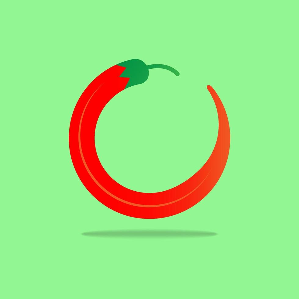 varm chili peppar vektor illustration, isolerat på grön bakgrund. röd varm chili logotyp design vektor.