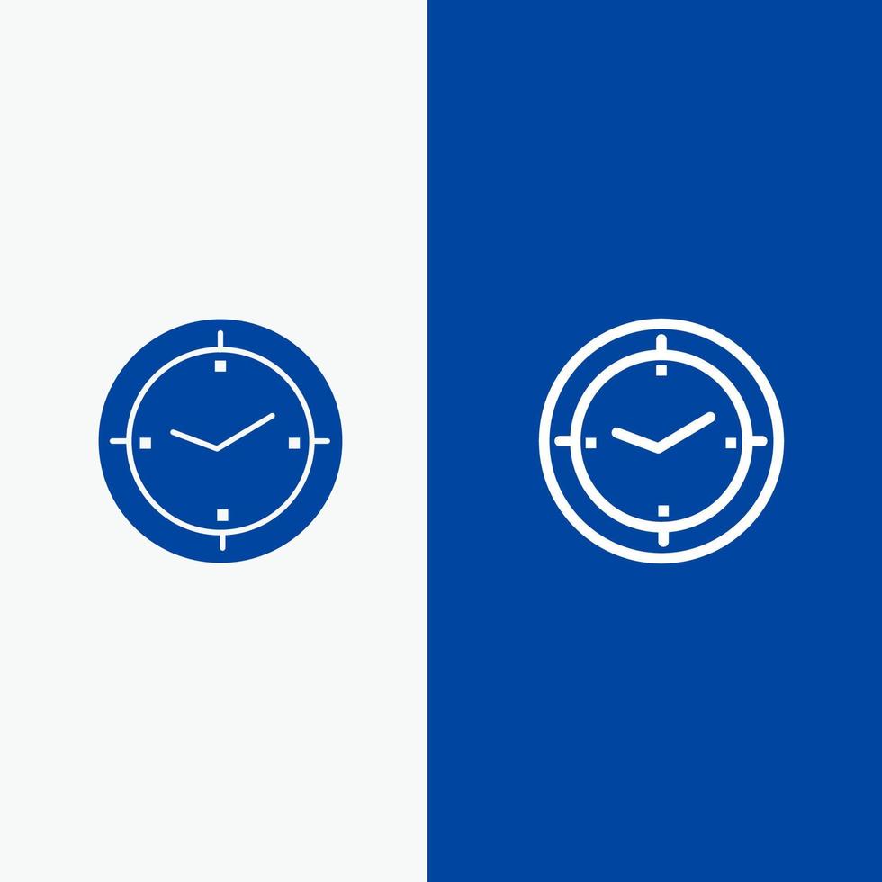 Zeitschaltuhr Kompass Maschinenlinie und Glyphe festes Symbol blaues Banner vektor
