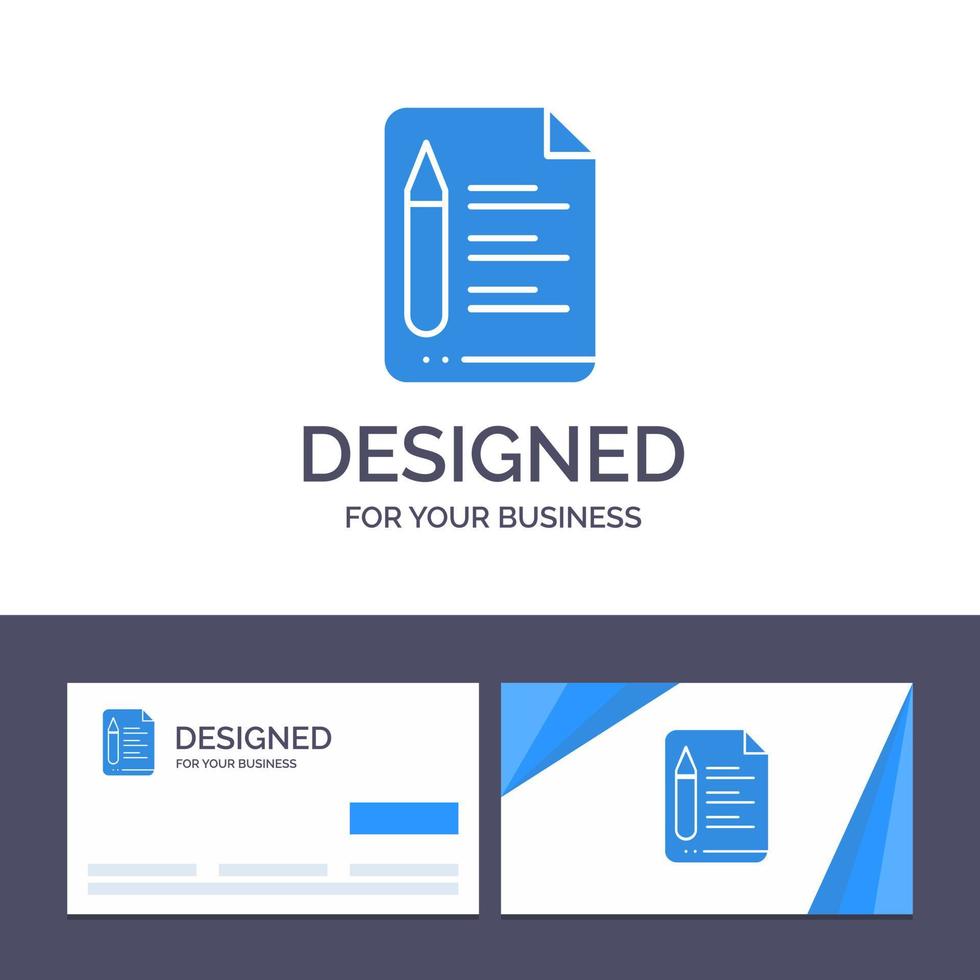 kreativ företag kort och logotyp mall fil text utbildning penna vektor illustration