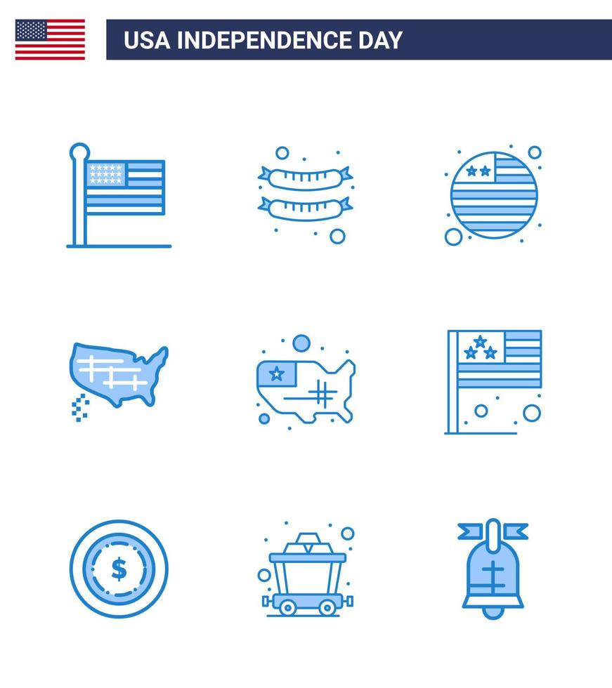 9 kreativ USA ikoner modern oberoende tecken och 4:e juli symboler av USA Land flagga dag förenad redigerbar USA dag vektor design element
