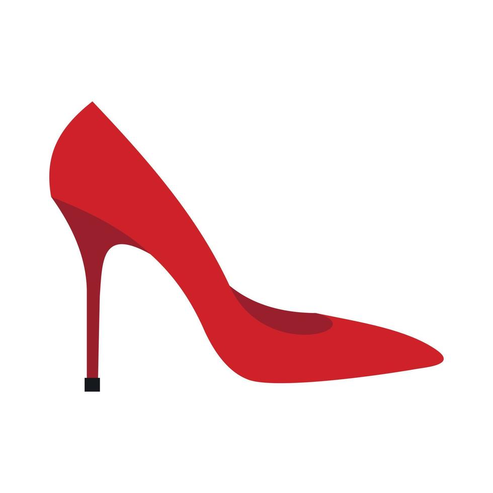 röd hög häl sko ikon, platt stil vektor