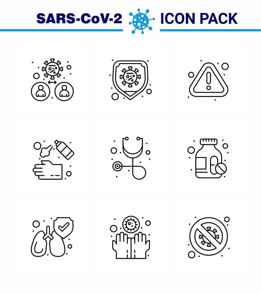 9 linje viral virus korona ikon packa sådan som tvätta hand virus rengöring virus viral coronavirus 2019 nov sjukdom vektor design element