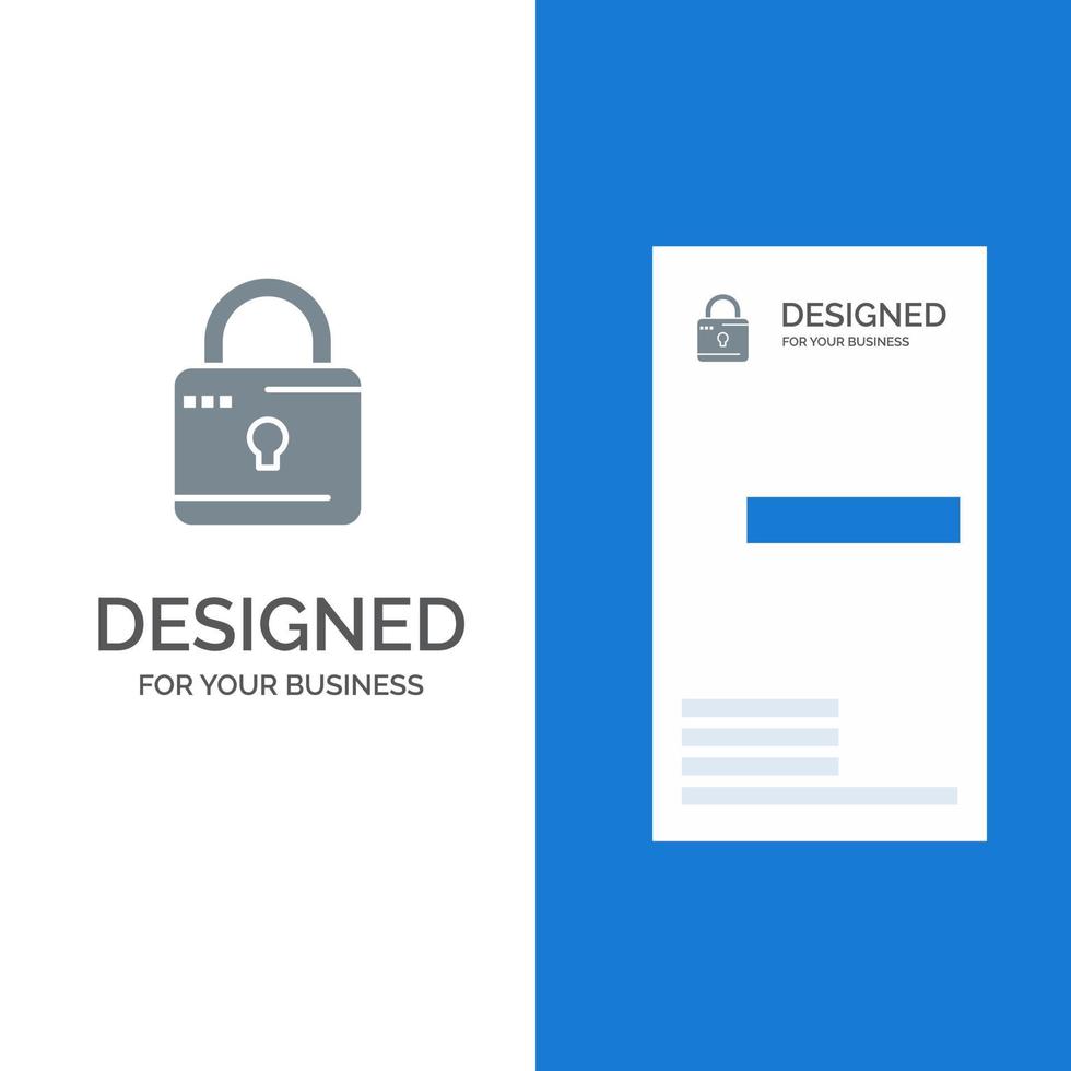 låsa datoranvändning låst säkerhet grå logotyp design och företag kort mall vektor