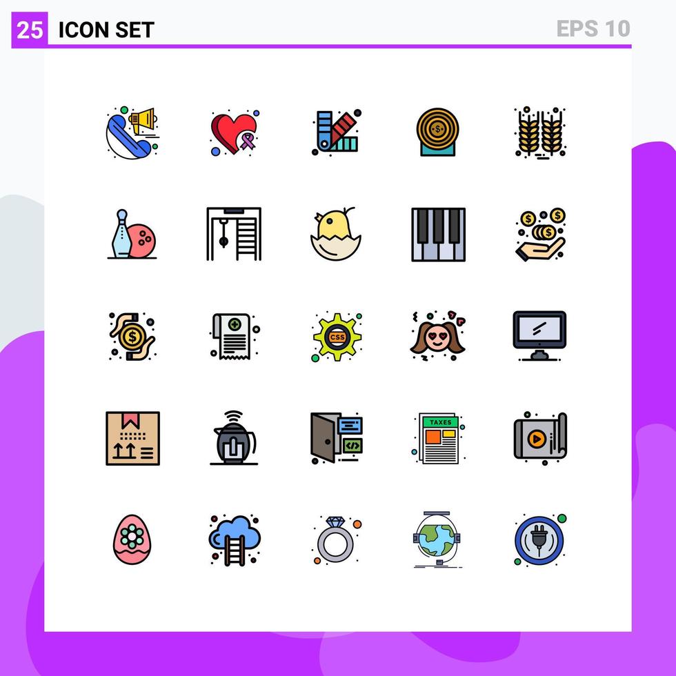 satz von 25 modernen ui symbolen symbole zeichen für korn ziel entwerfen leistungsziel editierbare vektordesignelemente vektor