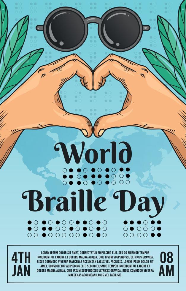 Plakat zum Welt-Braille-Tag vektor