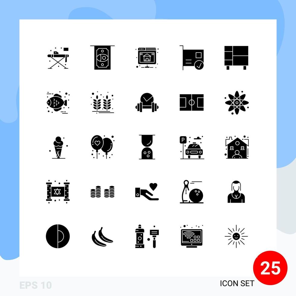 universell ikon symboler grupp av 25 modern fast glyfer av Hem hårdvara databas enheter datorer redigerbar vektor design element