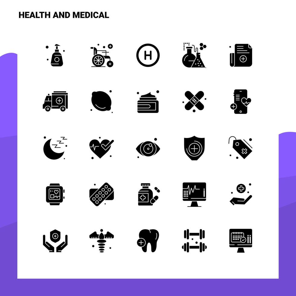 25 hälsa och medicinsk ikon uppsättning fast glyf ikon vektor illustration mall för webb och mobil idéer för företag företag