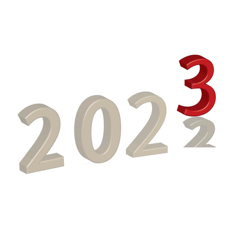 3d 2023 ny år, Lycklig ny år eve 2023 vektor