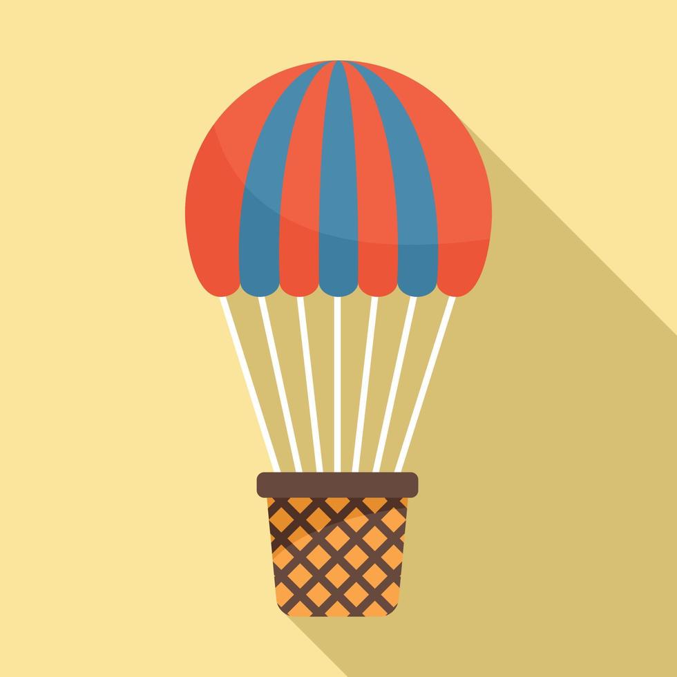 Reise-Luftballon-Symbol, flacher Stil vektor