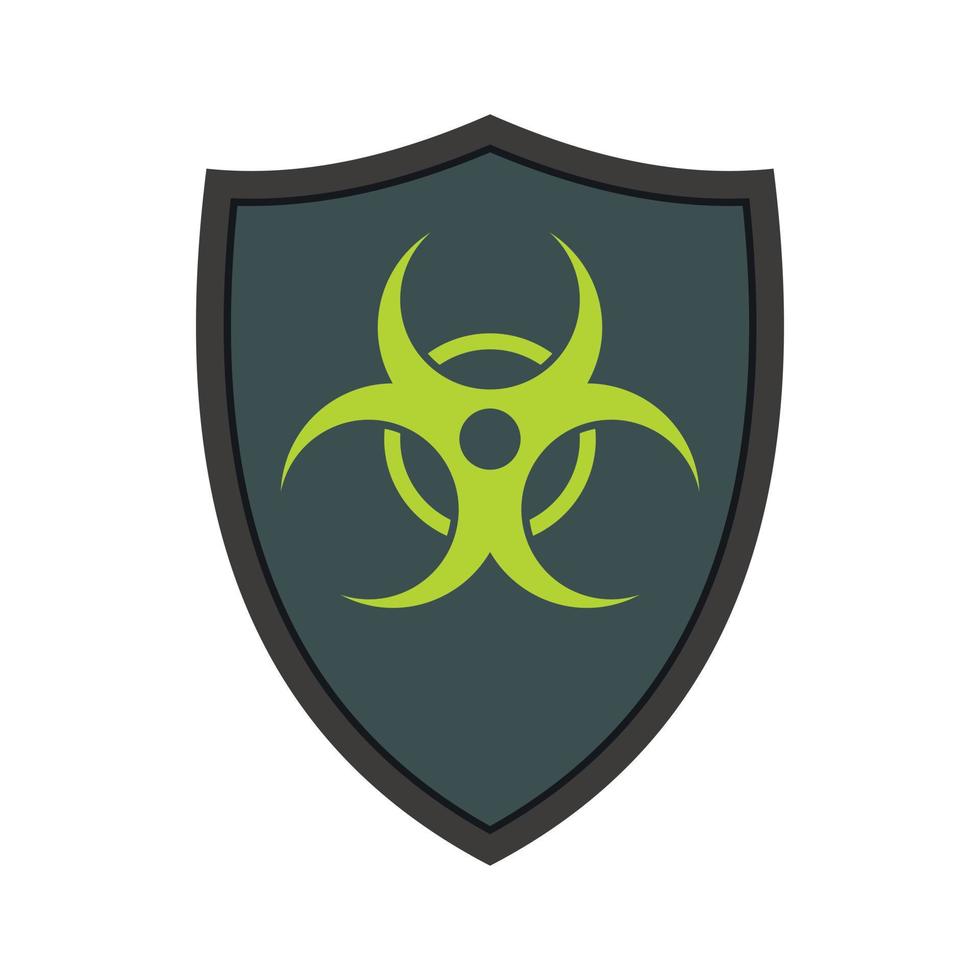 grauer Schild mit einem Biohazard-Schild-Symbol, flacher Stil vektor