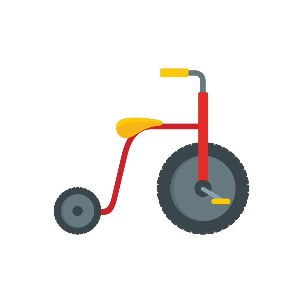 röd trehjuling ikon, platt stil vektor