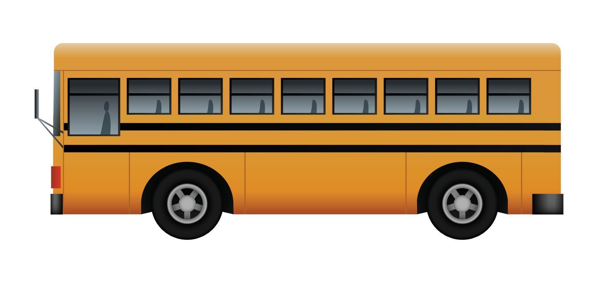 Seite des modernen Schulbusmodells, realistischer Stil vektor
