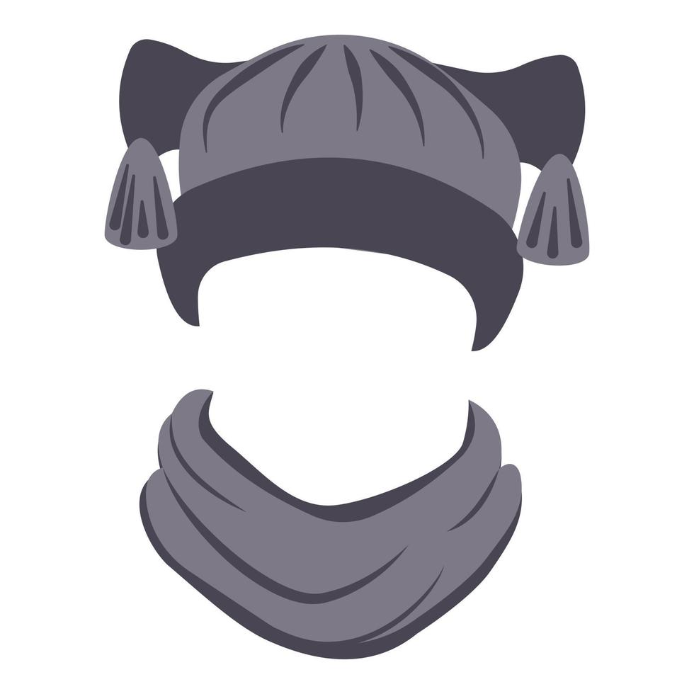 trendig hatt och scarf ikon, tecknad serie stil vektor