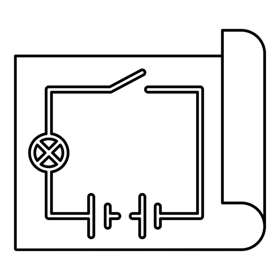 elektrisk schema ikon, översikt stil vektor