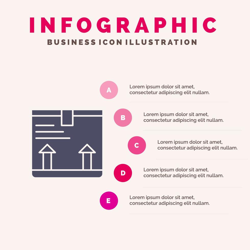 leverera låda pil upp infographics presentation mall 5 steg presentation vektor