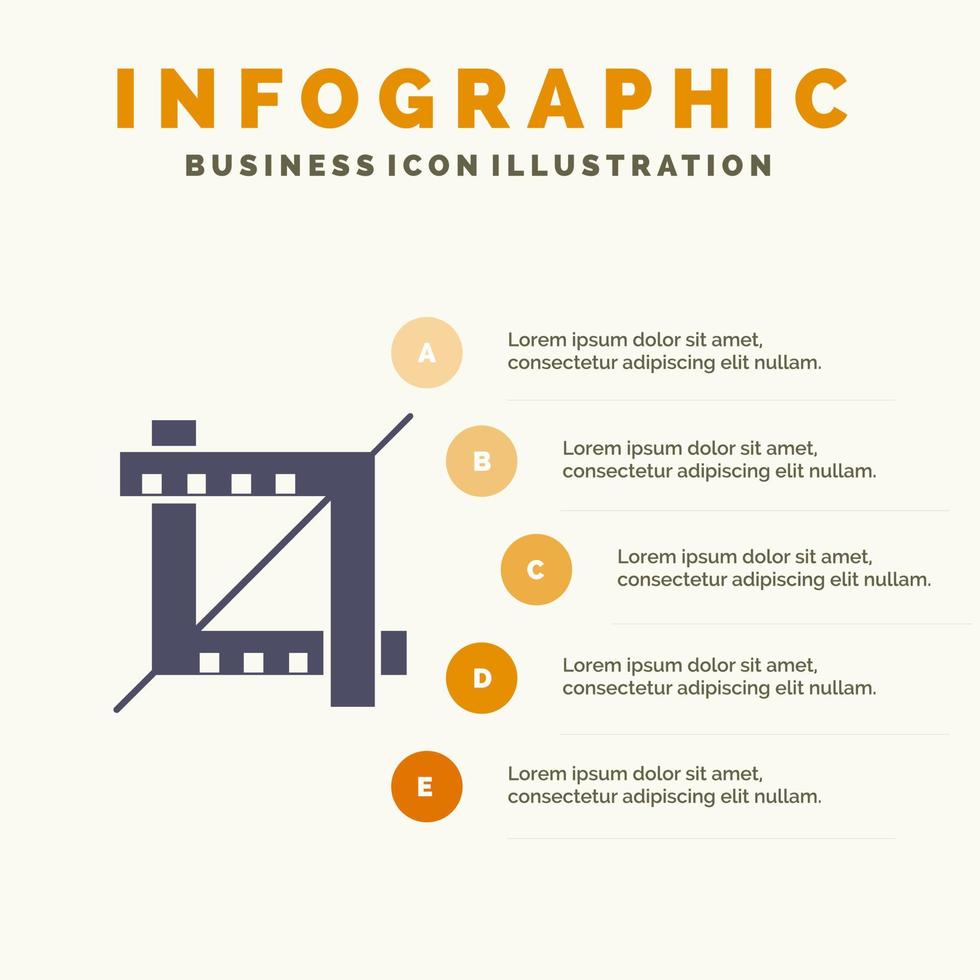 Crop Design Grafik festes Symbol Infografiken 5 Schritte Präsentationshintergrund vektor